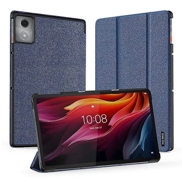 Fodral för Lenovo Tab K11 Plus Tri-Fold Ställ Läderfodral Auto Wake/Sleep [DB] Blue