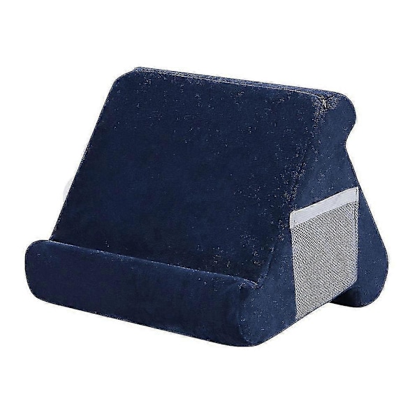 Myk pute-støtte for nettbrett, justerbar vinkel iPad-stativ med nettlomme [DB] Navy