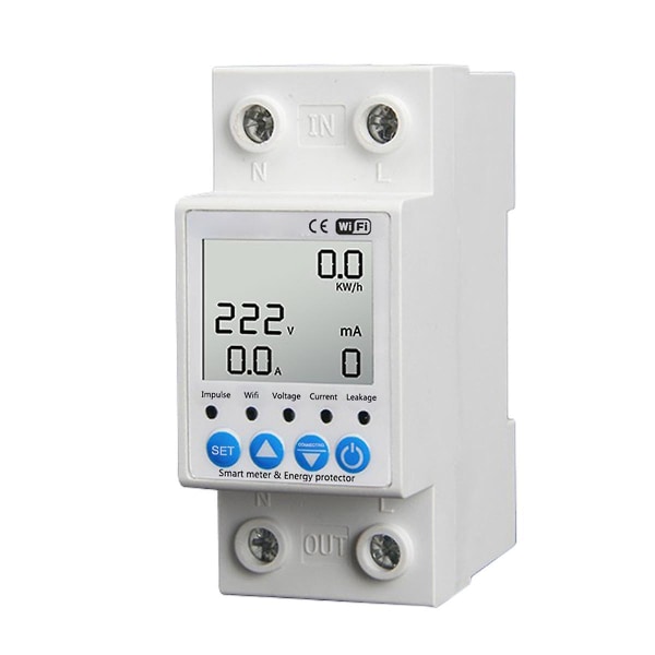 2p Tuya Wifi Intelligent Leakage Protecting Switch 63a Strömspänningsövervakning Kretsbrytare T