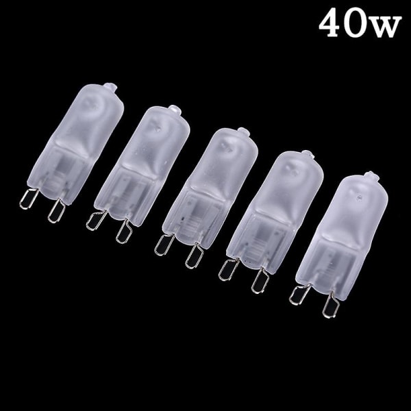 5 stk Frosted Halogen G9 Dimbar Pære 220v  20/40/60w Halogen Lys G9 DB 40W-5PC