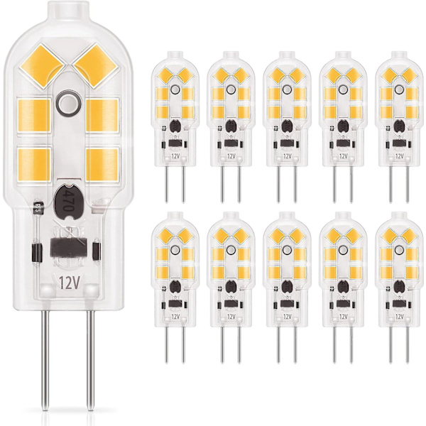 G4 LED-lamppu 1,5 W, lämmin valkoinen 3000 K, AC/DC 12 V:n valaisinlamput vastaavat 20 W:n halogeenia, 180 lm, himmennettävä, 10 kpl