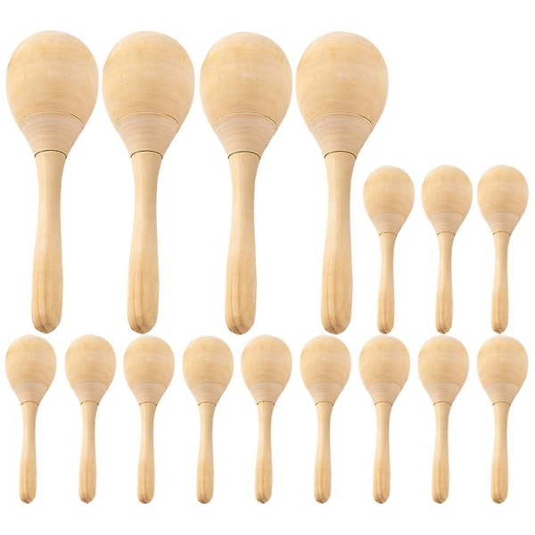 12 st Pedagogiska leksaker Barn Trä Maracas Barn Sand Hammer Toy Trä Rattle Bell Db 20x6cm