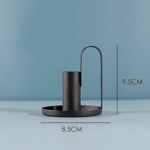 Metal Candle Holder With Black Handle, Minimalist Design, Wrought Iron, With Candle Base, Suitable For Holiday Decoration