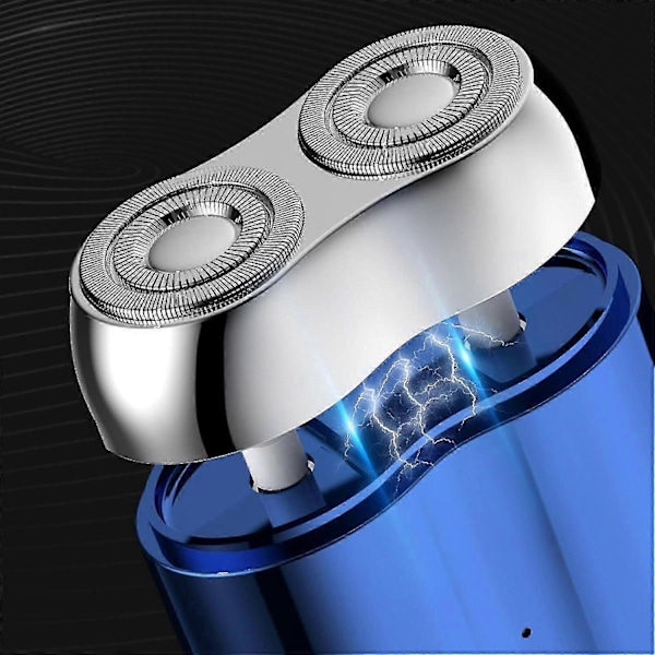 Elektrisk barberhøvel med dobbelt hode for menn - Mini USB-barbermaskin, bærbar, vaskbar [DB] Silver