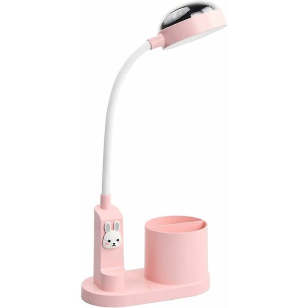 Barnbordslampa Söt skrivbordslampa Stjärnprojektion Inlärningslampa Med pennhållare Kaninlampa, rosa, 17*8,5*44cm