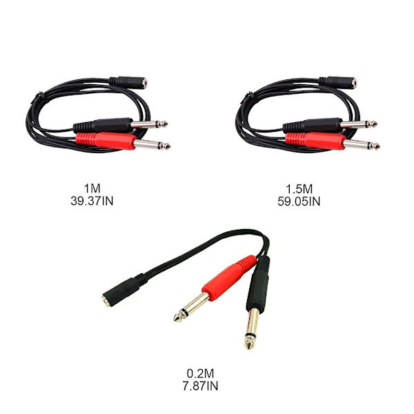 3,5 mm naar 26,35 mm TRS Mono-stekker Audio-adapterkaapel {Db} 1m