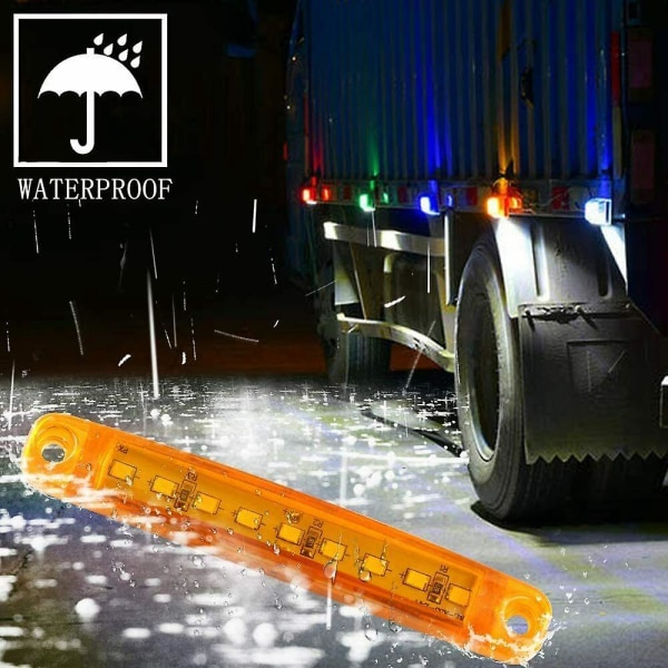 30x Förseglade röda vita 9 LED-sidomarkeringsljus för lastbilssläp lastbil 4-tums bakre sidlampa[DB] yellow  red  white