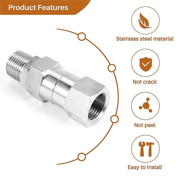 Tryksvømmer til højtryksrenser, 3/8 tommer NPT han gevind fitting, 4500 Psi, til højtryksrenser (rustfrit