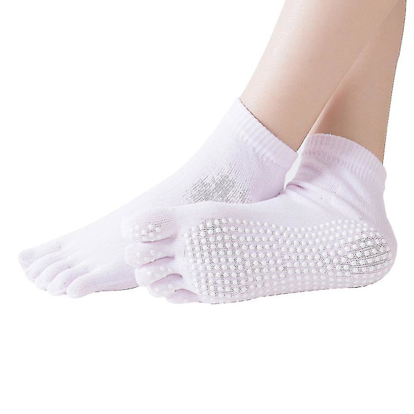Sokker til kvinder og mænd med fuld tå, skridsikker, klæbende greb, tilbehør til yoga, barre, pilates, dans, ballet [db] Pink all fingers