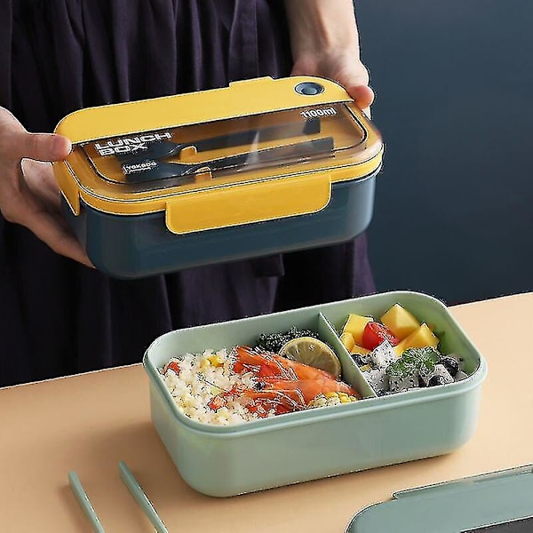 Lunchlåda Bentolåda för skolbarn Kontorsarbetare Mikrovågsugn Uppvärmning Lunchbehållare Matförvaringsbehållare Lunchlåda  [dB} Yellow Rectangle