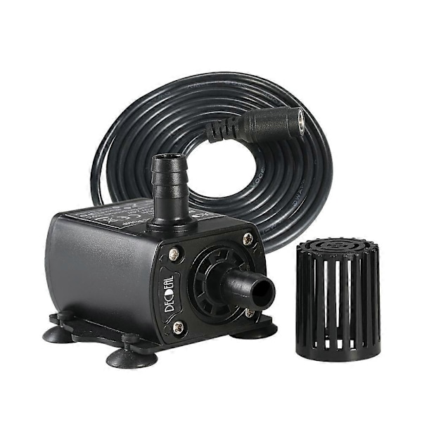 Ultra-støjsvag mini dc12v 10w børsteløs vandpumpe med 5.5*2.1mm hun vandtæt nedsænkbar fontæne [DB] Black 10W