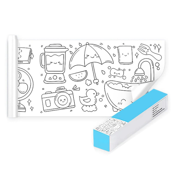 Uusi lasten piirustuspaperirulla, DIY-värien täyttötarrapiirustuspaperirulla taaperoille, piirustuslevy lapsille, taaperoiden maalaussarja db light blue