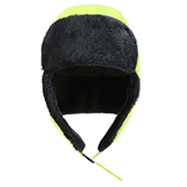 Høj Synlighed Sikkerhedsarbejdshat Vintervarm Øreklapper Fleece Fluffy Hat db Fluorescent Green