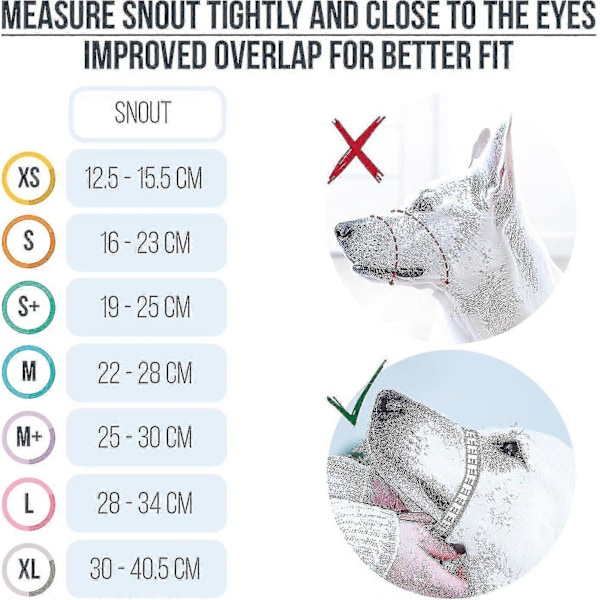 Skånsom mundkurv til hunde - Forebygger bid og uønsket tygning sikkert og komfortabelt - Blød neoprenpolstring, ingen gnidninger Inkluderet [DB] Blue XS