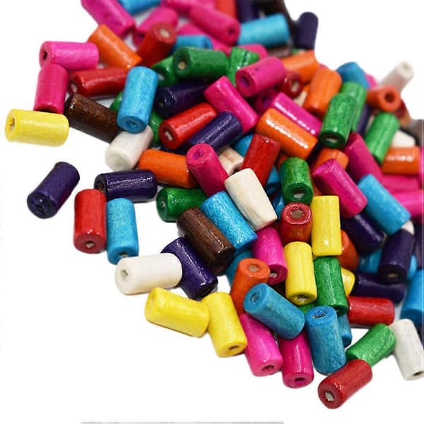 DIY Färgade Träpärlor Cylindriska Pärlor för Pyssel 2-pack[DB]