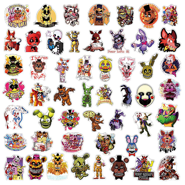 50 stk Five Nights At Freddy's Spil Graffiti Klistermærker Vandtætte Fnaf Dekaler til Vandflasker, Laptop, Telefon, Skateboard, Bagage [DB]