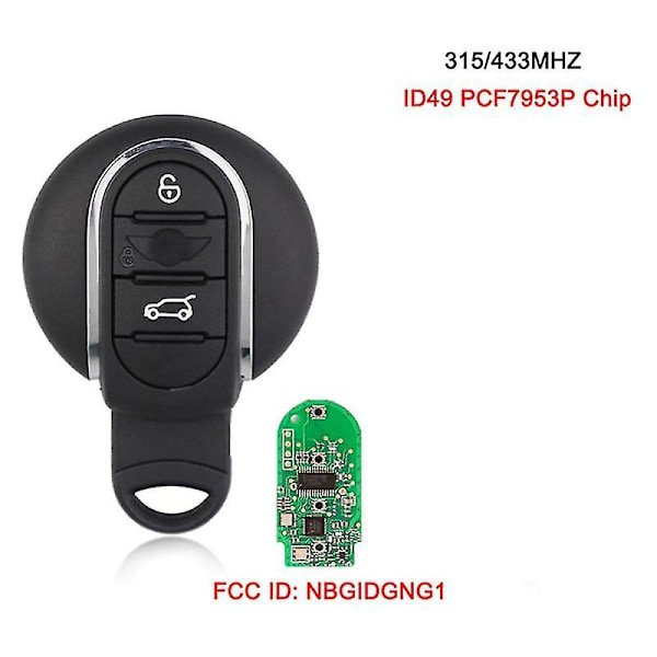 Bilsmartnyckel med fjärrkontroll 3 knappar Nbgidgng1 för Mini F55 F56 2014-2018 Fccid Id49 Pcf7953 433m db