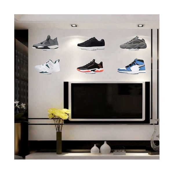 9 stk klare akryl flydende hylder til vægmontering, skohylder, flydende sneaker display, udstillingshylde, væg skostativ
