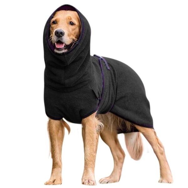 Hundeklær i fleece, valpehåndkle, badekåpe, tørkefrakk, nattøy, klær [DB] Black 2XL