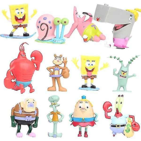 12 stk./sæt Spongebob Patrick Figur Samling Model Legetøj [DB]