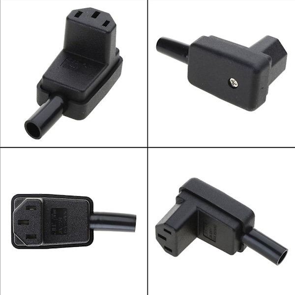 C13 Strömkabelkontakt 90 Grader Vinklad IEC 320 Honkontakt AC 10A / 250V Strömkabelkontakt för Resenärer Hem [DB]