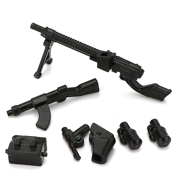 Diy våben dele soldat Playmobil model bygning blok mursten barn legetøj db Black F