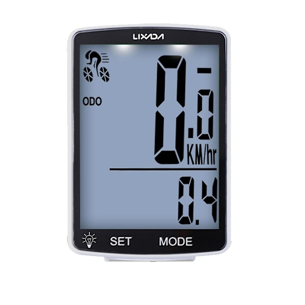 LIXADA Trådløs Cykelcomputer Multifunktionel LCD Skærm Cykelcomputer Mountainbike Speedometer [DB] White Backlight