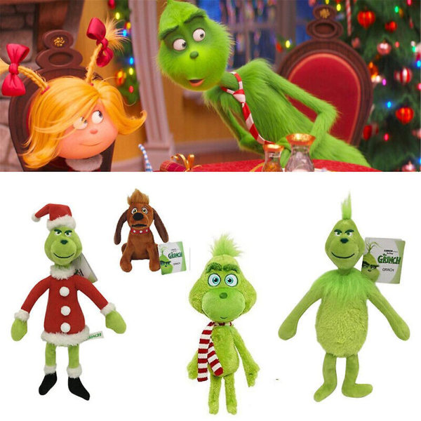 Hvordan Grinchen stjal julen Grinch-hunden Plysdukke Børn tegnefilm udstoppet julegave [DB] Scarf Grinch