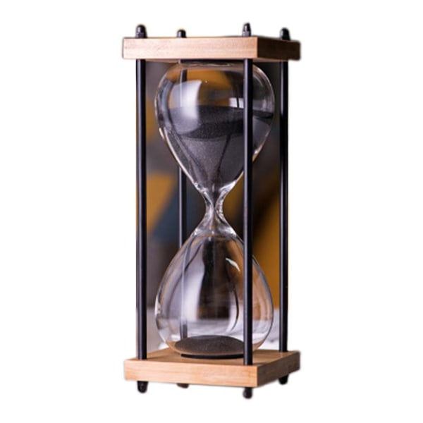 Creative Vintage 30 Minutters Stor Timeglas Timer Med Træ Stand Glas Sand Ur Time Manager Børn Børn Gave Hjem Skrivebordsdekoration [DB] Black