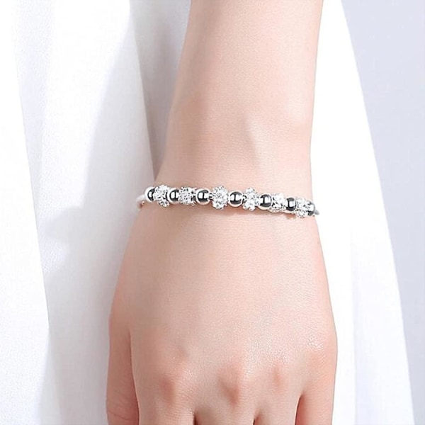 925 Sterling Silver Bead Spinner Bangle Bracelet: Adjustable Inspirations Jewelry