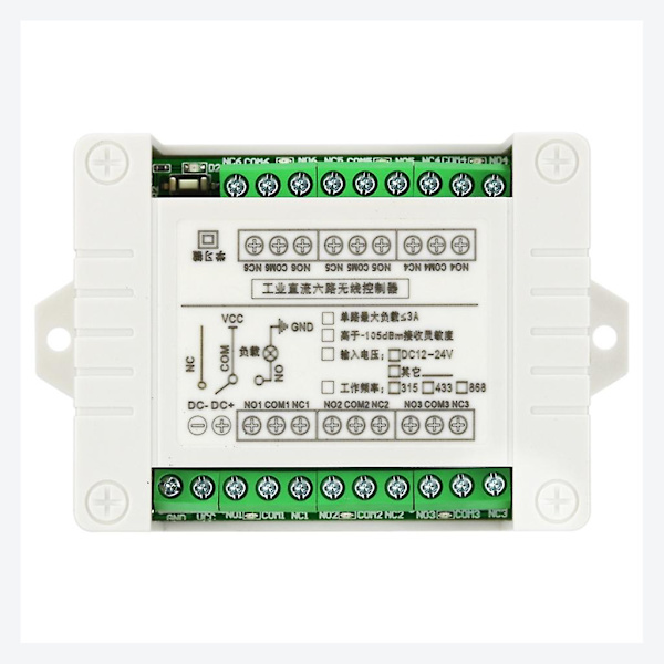 Trådløs Fjernbetjeningsswitch DC 12v-36v 6-kanals Relæmodtagermodul 6 Kanaler {DB} 433MHZ