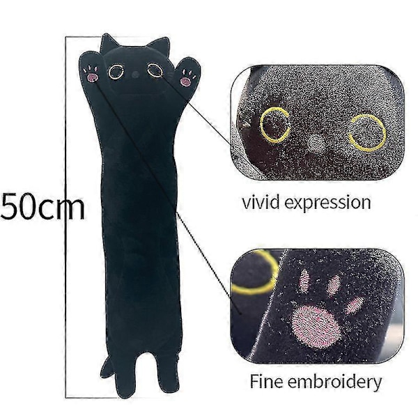Lång Svart Katt Lång Katt Kudde Lång Katt Kudde Katt Sovkudde Sängkudde [DB]