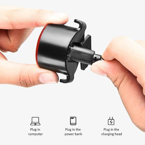 Mini LED-baklykta för cykel, USB-laddningsbar, IPX6 vattentät, säkerhetsvarningslampa för cykling, hjälm, ryggsäck {DB} 2