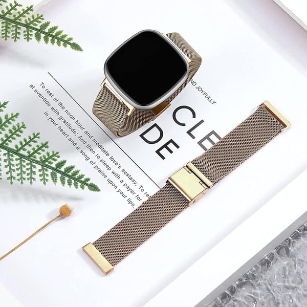 Metalbånd kompatible med Fitbit Sense og Fitbit Versa 3-bånd til kvinder og mænd, justerbart meshbånd i rustfrit stål til Versa 3-udskiftning[DB]