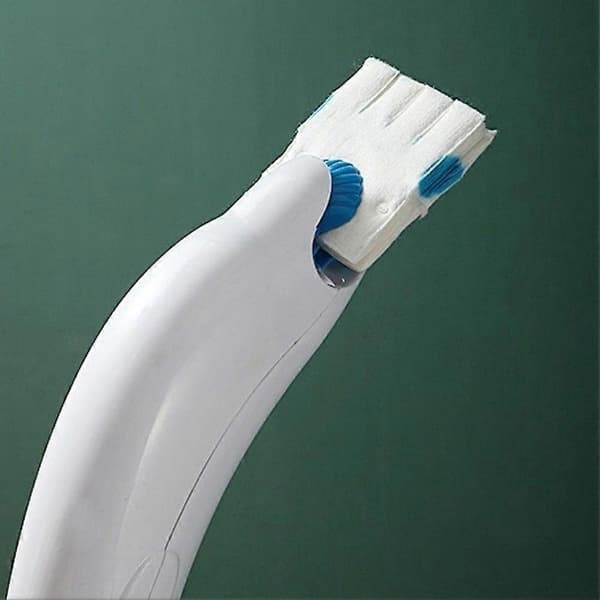 Engangshoveder toiletsæt Vandopløselig toiletbørste Ingen blinde vinkler-Patchwork Style[DB] White & blue