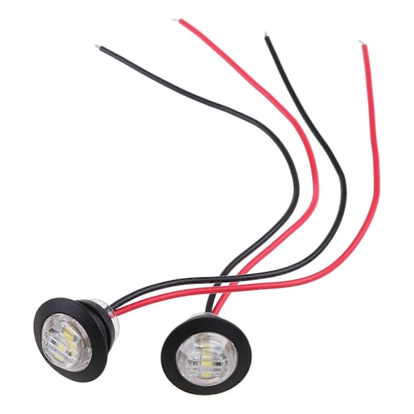 2 kpl Mini Valkoinen 3/4\" Pyöreä Sivu 3 LED Merkki Perävaunu Auto Luoti Valo Vedenkestävä [DB]