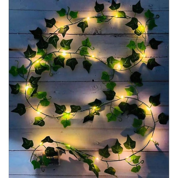 4 Pack/varje 2 Meter 20 Led Ivy String Lights Konstgjord murgrönagirland med lampor, batteridrivna Fake Ivy Vine Lights Hängande grönska Lövväxter För