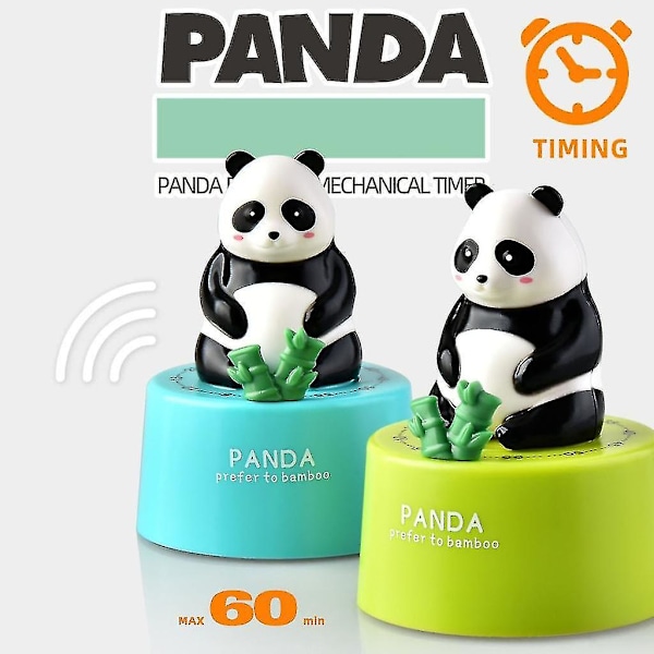 60 Minuters Panda Köktimer - Batterifri Mekanisk Nedräkningsklocka Alarmverktyg [DB] Blue