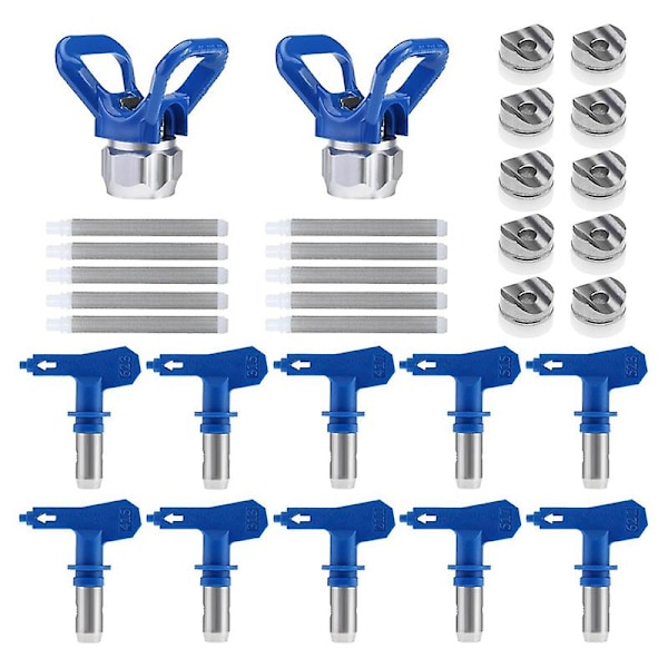 Airless malersprøytetupper, reversible sprøytetupper med sprøytefiltre/beskyttelse for airless sprøyting Ma [DB] Blue