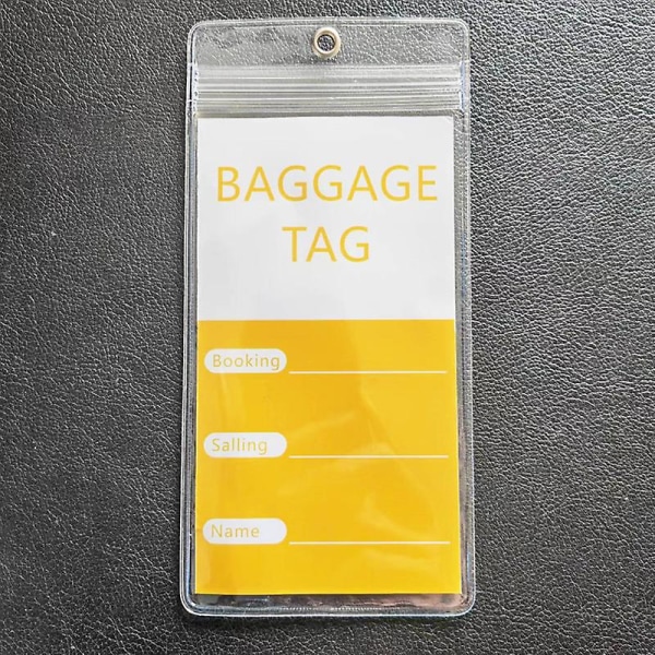 Bagasjelappholder, 6 stk. bagasjelapper, koffertlappholder PVC bagasjelapp med lufttett glidelås og sølvstålring for reiseferietilbehør