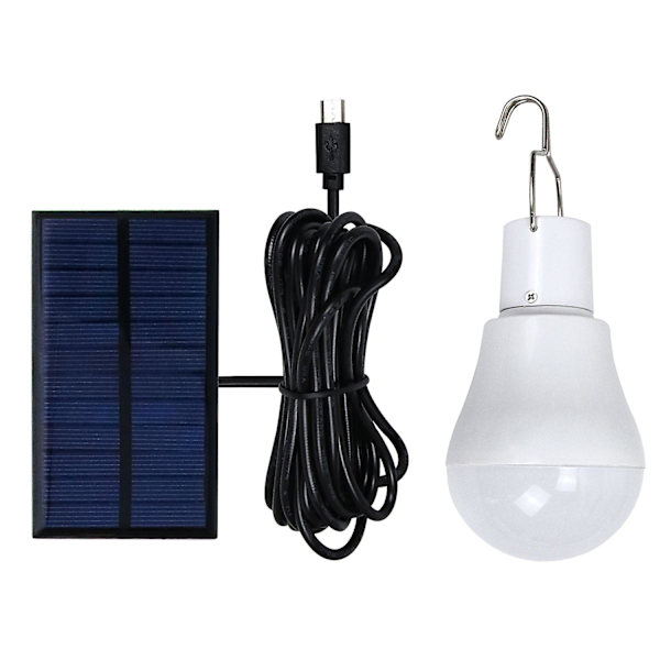 Bärbar LED-sollampa 15W glödlampa LED-lampa USB uppladdningsbar solenergi utomhus/inomhus resecam