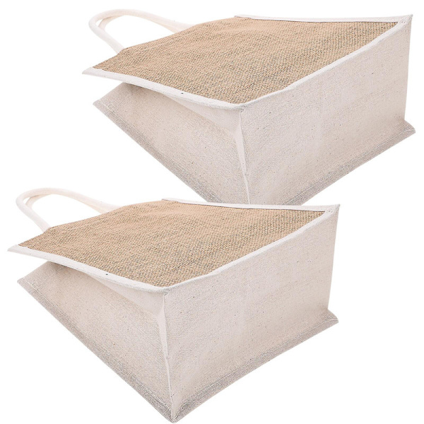 2 kpl lahjakassi, uudelleenkäytettävät säkkikangasostoskassit, juhlalahjakassi kahvalla DB As Shown 29X25X15CM