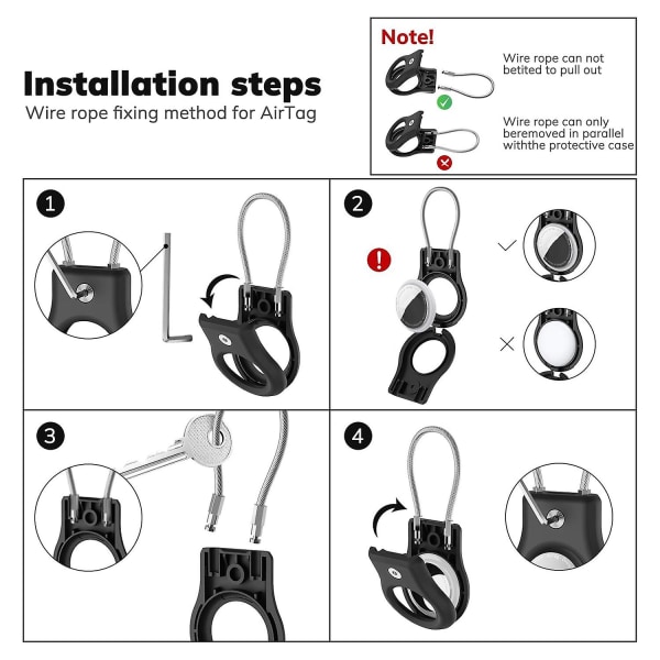 Nyckelringhållare För Air Tag Case Med Trådkabel För Airtags, Case Med Nyckelring För [DB]