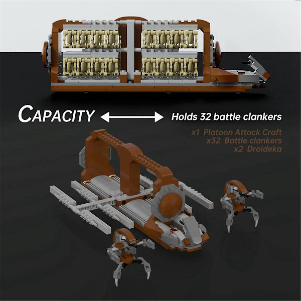 Battle Soldiers Clanker Platoon Attack Craft Byggsats, Med 2 Droidekas Figurer Byggklossar Set[DB] brown  gray