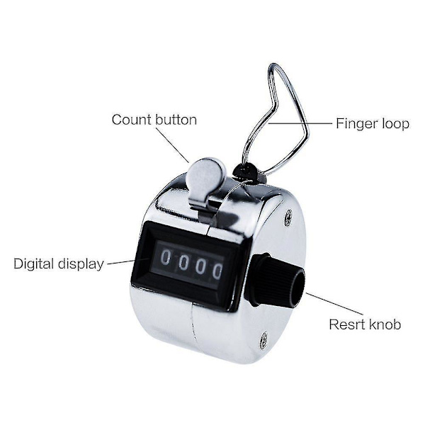 Manuel Tally Counter Digit Nummer Omgangstæller Rustfrit Stål Håndholdt Mekanisk Clicker Med Finger Ring Sliver