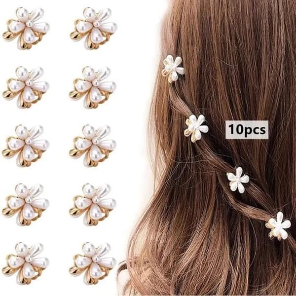 Hårklämmor – Miniblomformade hårklämmor – Set om 10 – Eleganta accessoarer (DB)