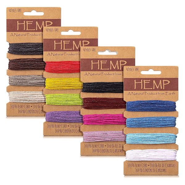 16 Färgade Hamparep 1mm Hampavaxat Hamparep DIY Flätad Armband [DB] A