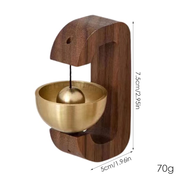 Butiksringklocka för dörröppning, magnetisk träklocka gyllene dekorativ entrédörrklocka med mässingsklocka-d [db] Dark brown walnut