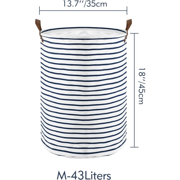 18\" frittstående klesvaskurv, sammenleggbar klesvaskurv med snøring og skinnhåndtak