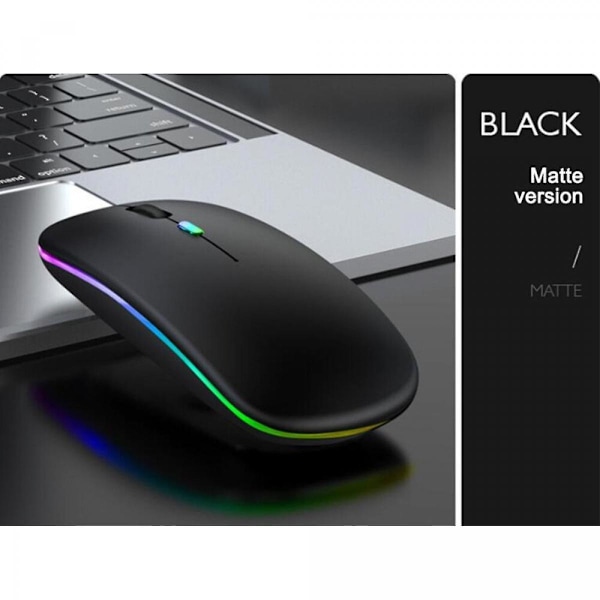RGB Bluetooth Mus Oppladbar Trådløs Mus for Apple iPad Laptoper Stille Elektrostatisk LED Bakgrunnsbelysning Ergonomisk Mus [Db]